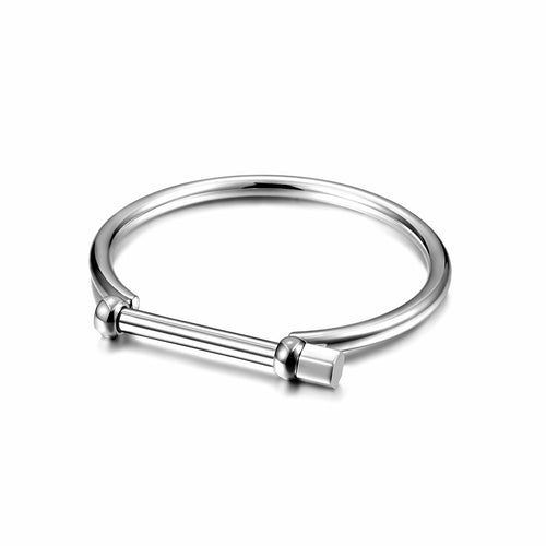 D Shape Mens Screw Bar Bangle